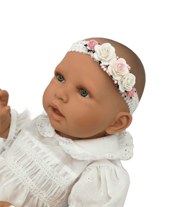 Opaska na głowę koronkowa kwiatki wianek niemowlak