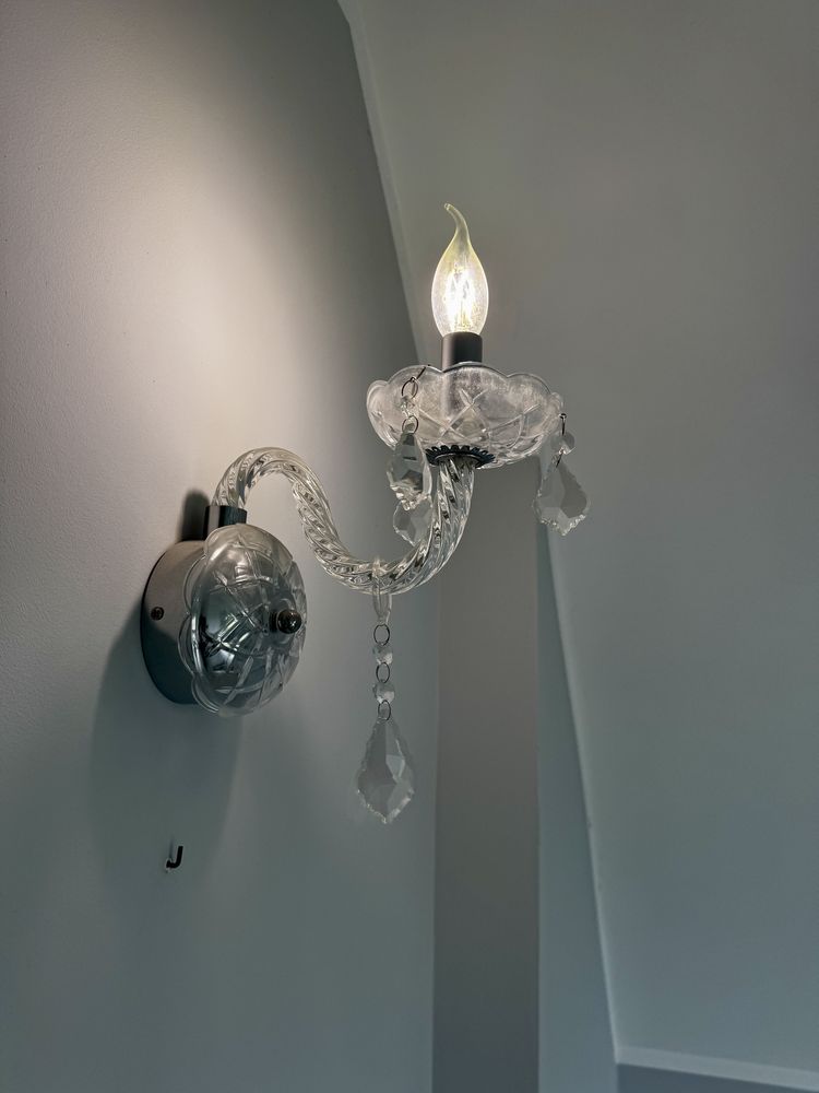 Kinkiet kryształowy pojedynczy szklany + chrom, glamour/lampa ścienna