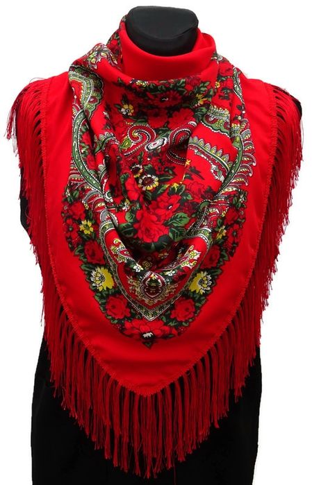 Chusta Góralska Ludowa Apaszka Damska Folk Czerwona