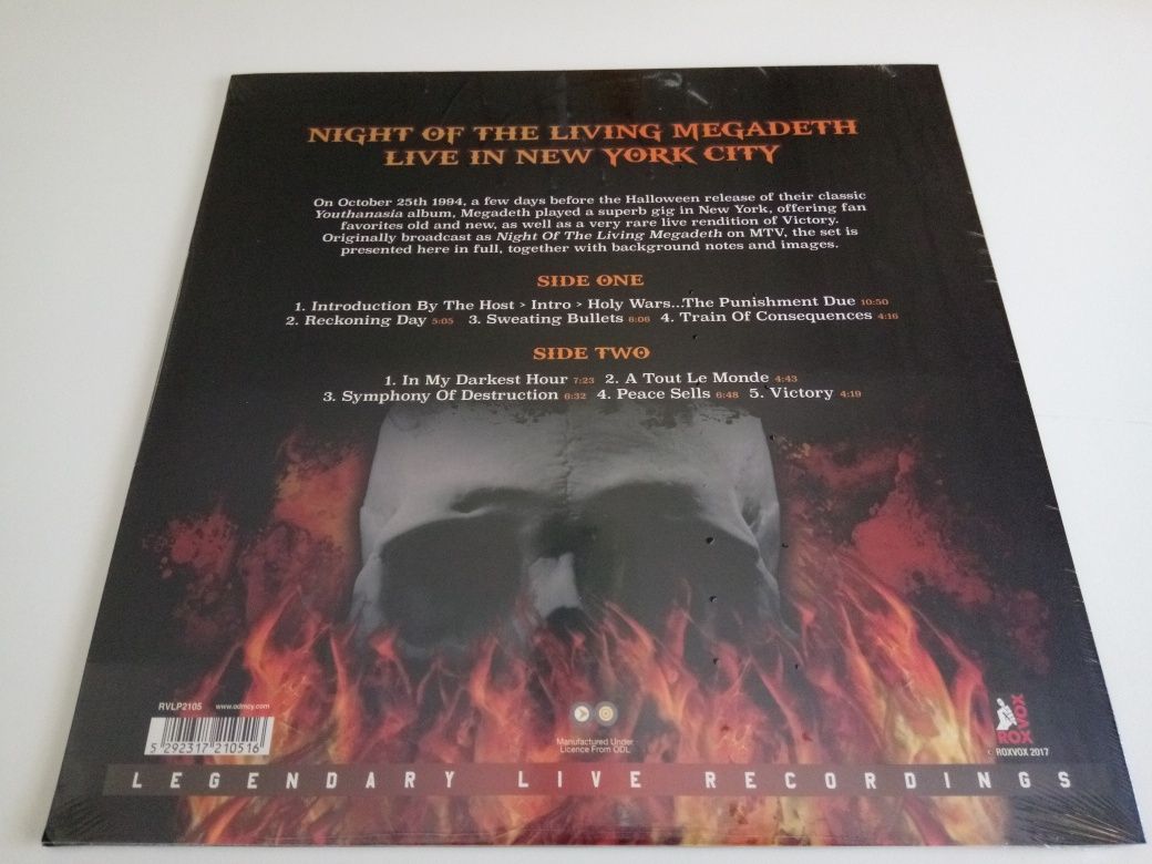 Disco Vinil LP(Red) Megadeth ‎– Night Of The Living Megadeth-Live Novo