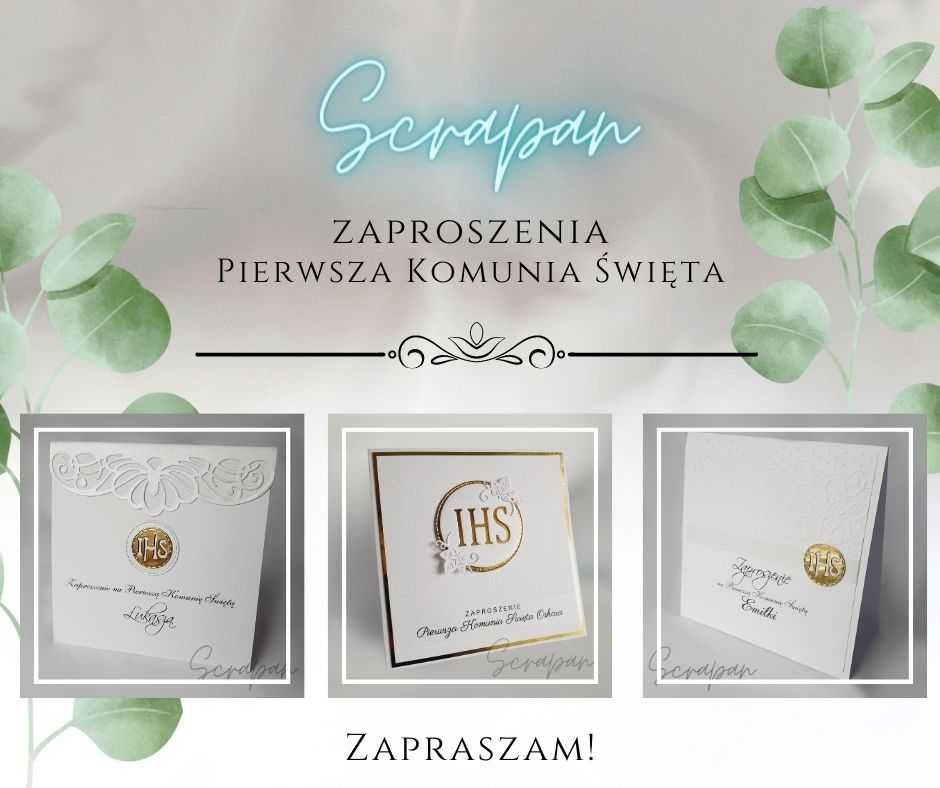 Zaproszenie I Komunia Święta, ręcznie robione, personalizowane