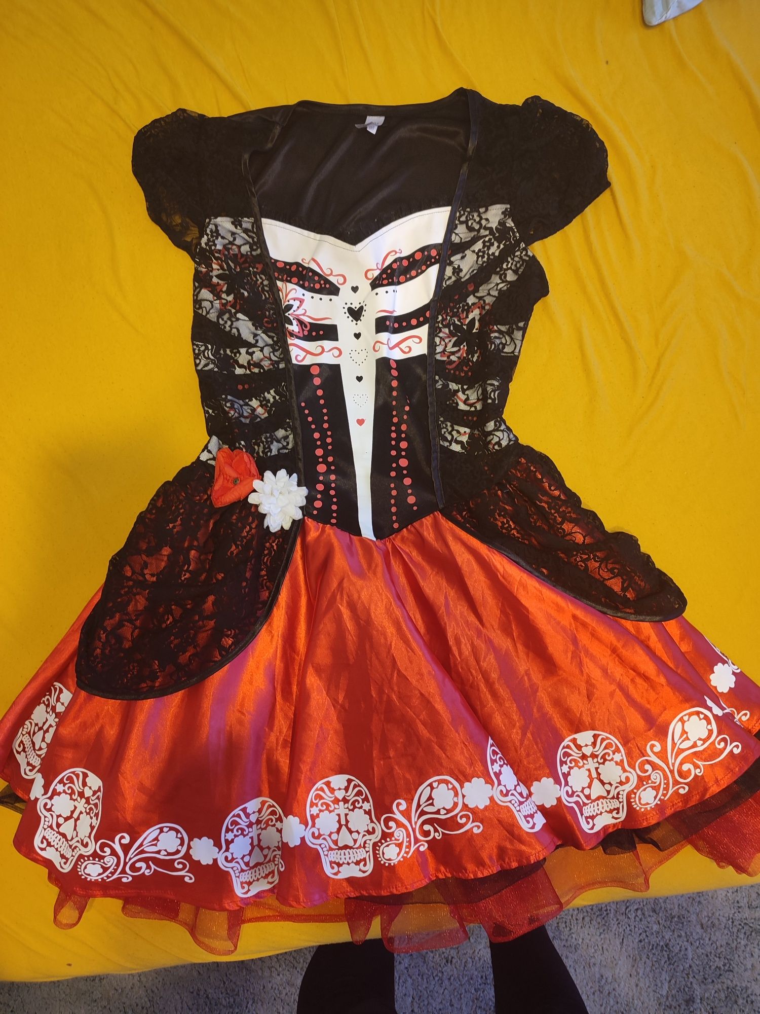 Sukienka Halloween, bal przebierańców, czarownica, czaszki 40 42