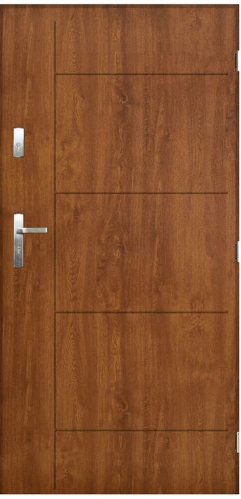 Drzwi zewnętrzne stalowe Panama złoty dąb 90 - nowe, zafoliowane!