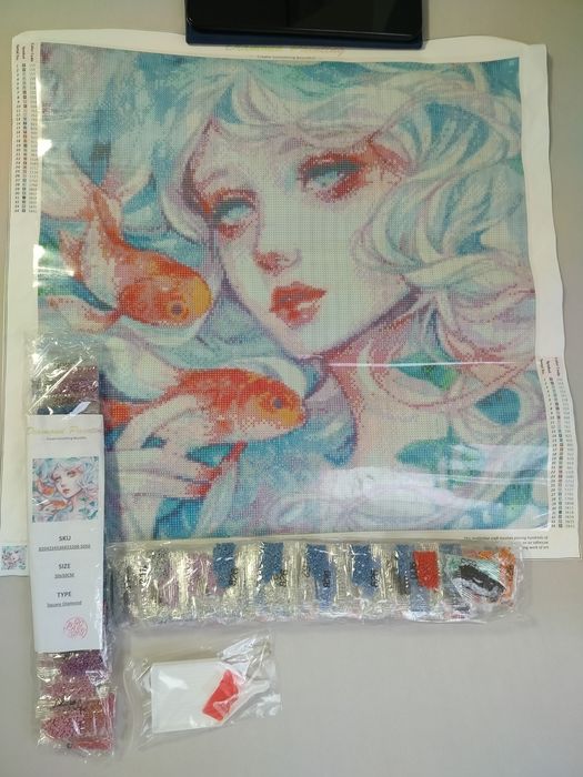 Haft diamentowy 50x50 dziewczyna koi