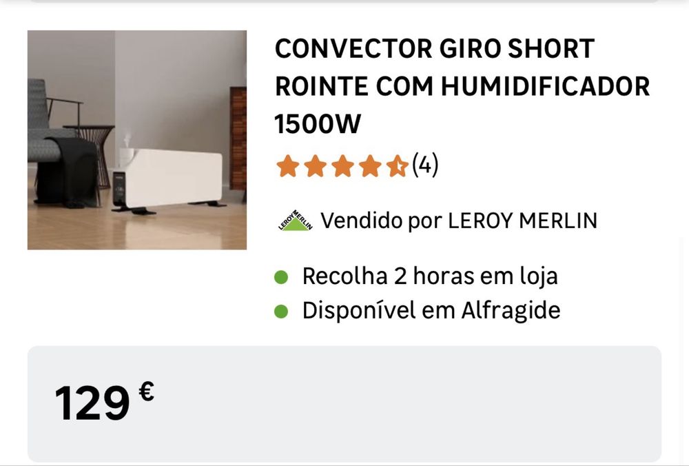 Aquecedor Rointe com humidificador