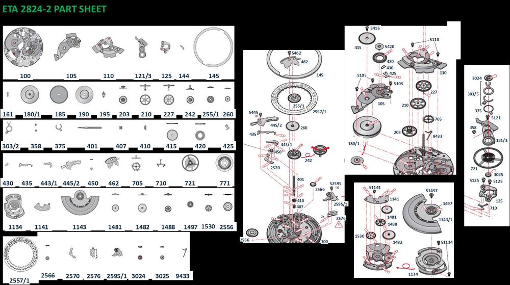 Części do zegarków - STP1-11 ETA-2824 #443/1