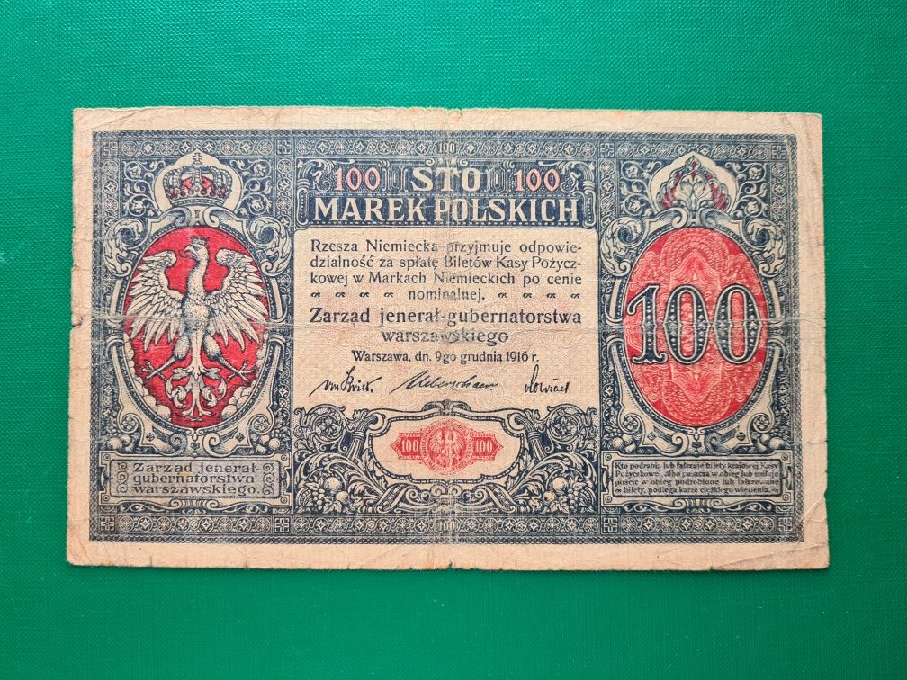 Sprzedam unikatowy banknot 100 Marek Polskich z 1916r Jenerał, okazja