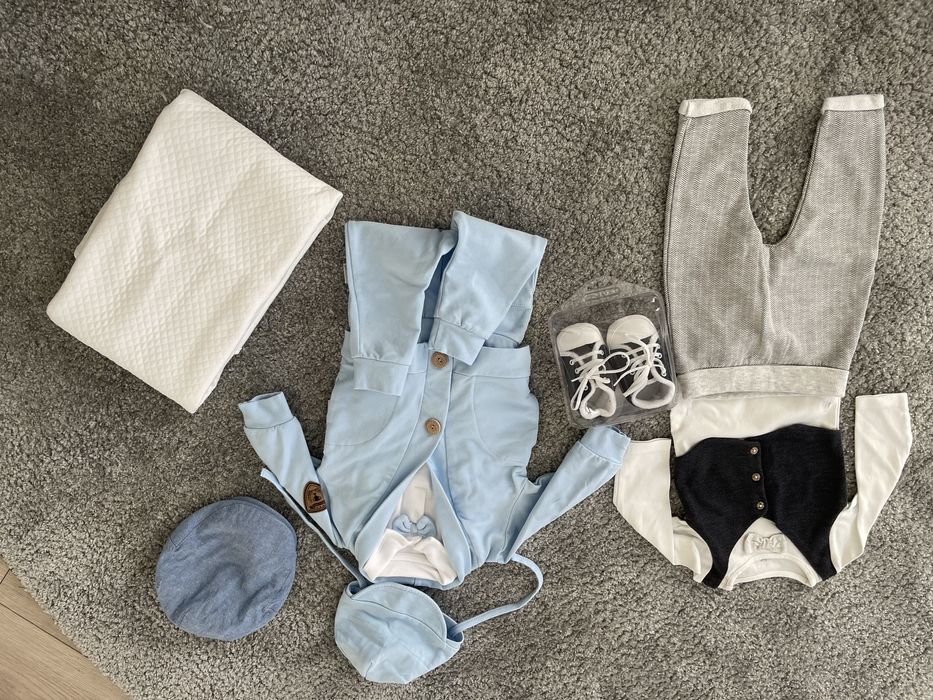 Stroj na chrzest dla chlopca 74 +kurtka,koc, stroj na przebranie, buty