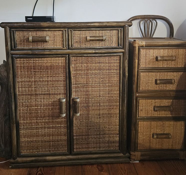 2 rattanowe komody i skrzynka. Wszystko  w stanie bardzo dobrym.