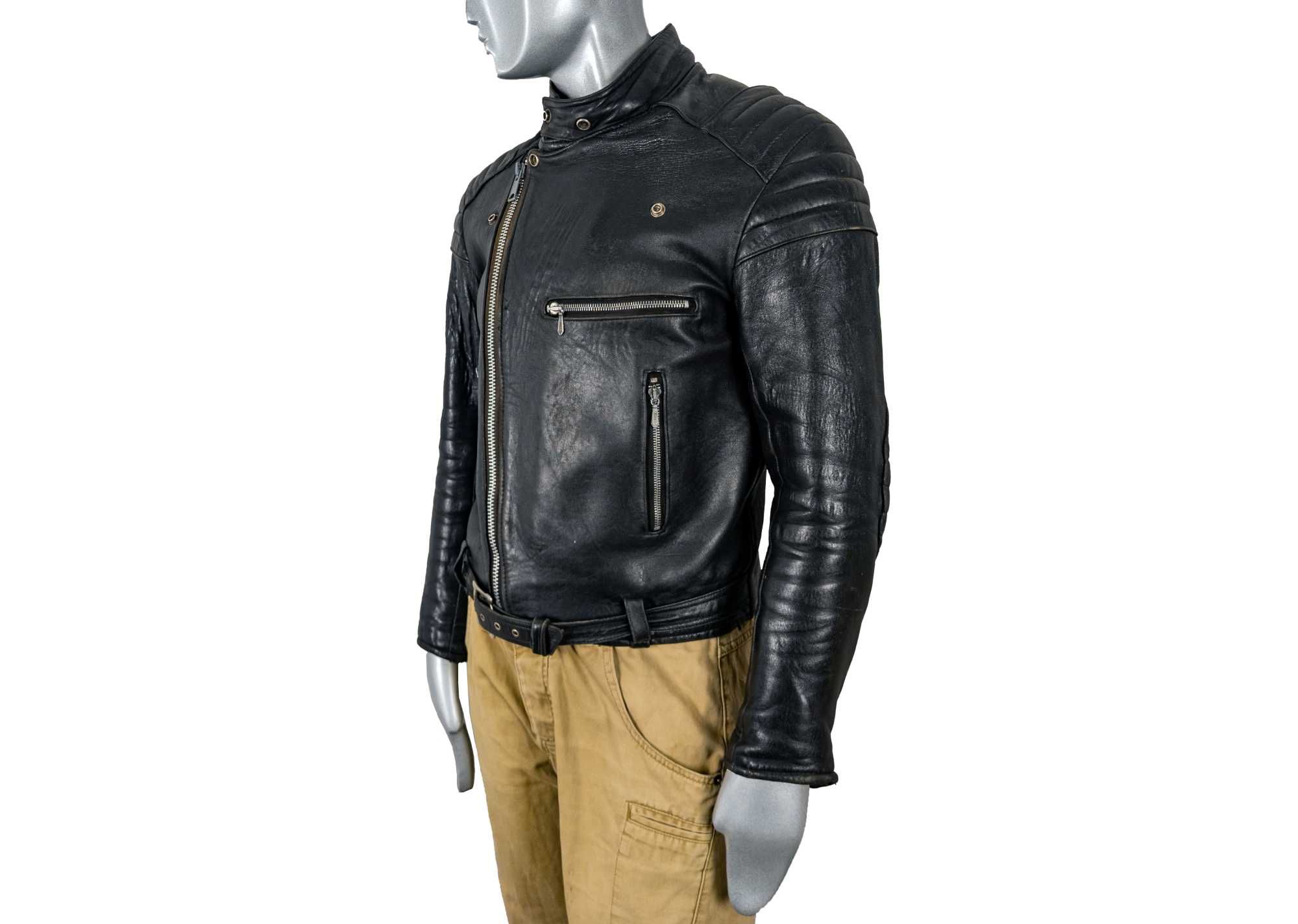 Винтажная кожаная мужская куртка косуха 60-70х мотокуртка hestru
