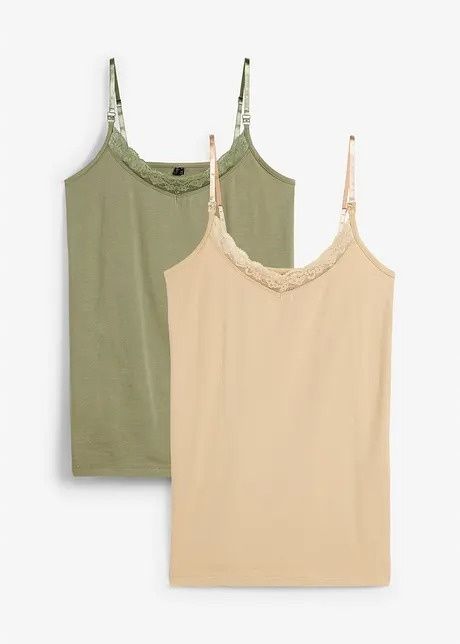 B.P.C 2-pak topów ciążowych z koronką r.44/46