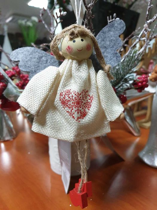 Zawieszka na choinkę aniołek materiałowy ozdoba choinkowa