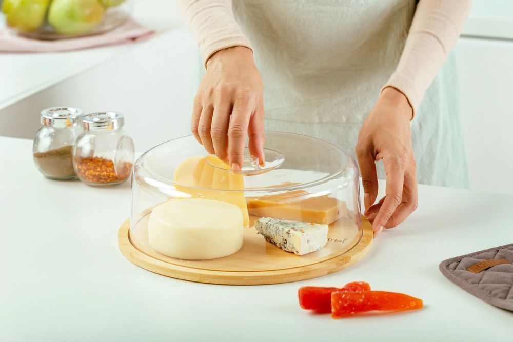 Deska Bambusowa Okrągła Taca Z Pokrywką 28 Cm