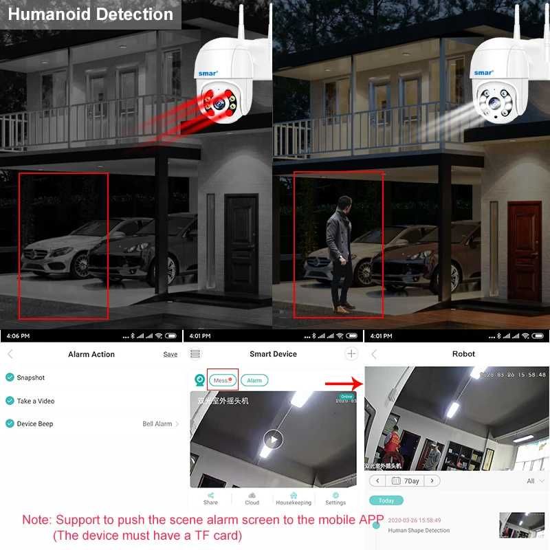 2 Câmaras Vídeo Vigilância - WIFI - Rotativa Exterior - Auto-Tracking
