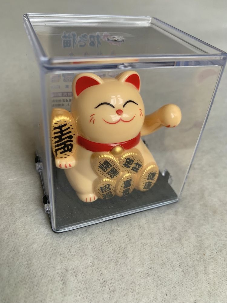 Kot Mini Maneki-Neko/Lucky Cat/machający łapka, Żółty/Yellow