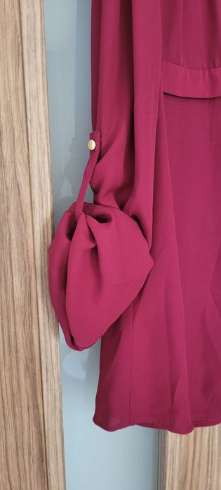 Bordowa bluzka złote guziczki Oasis, roz 38