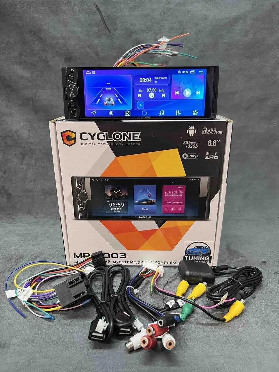 Автомагнітола 1 DIN Android/CarPlay Cyclone MP-5003 2/32 Gb екран 6.6"