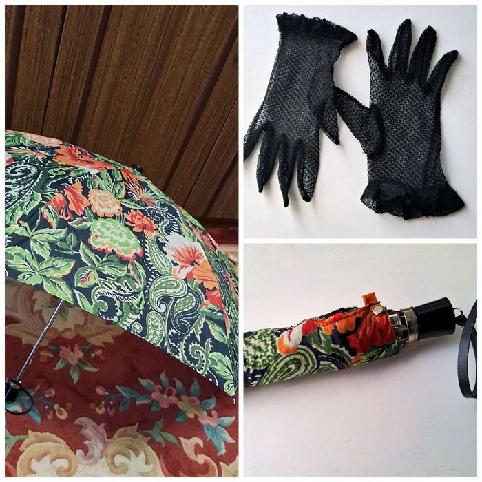 Новый женский зонт.Перчатки ажурные.