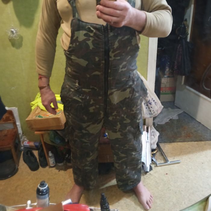 Штаны теплые защитного цвета высокие