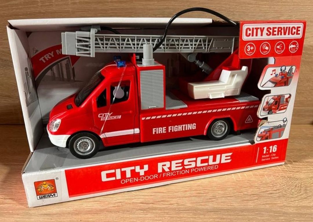 Пожежна машина кран «City rescue» зі шлангом, бризкає водою, звуки