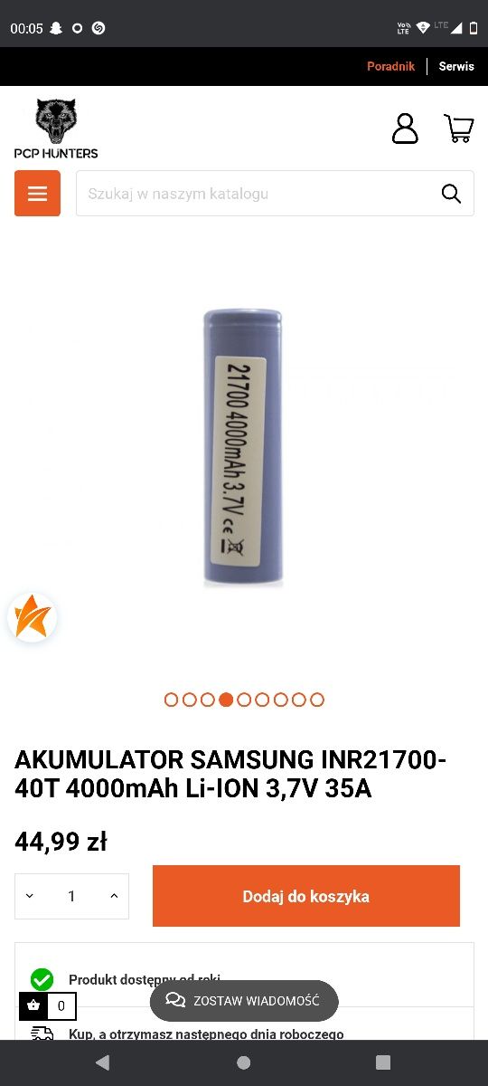 AKUMULATOR 21700  SAMSUNG 4000mAh Li-ION 3,7V 35A