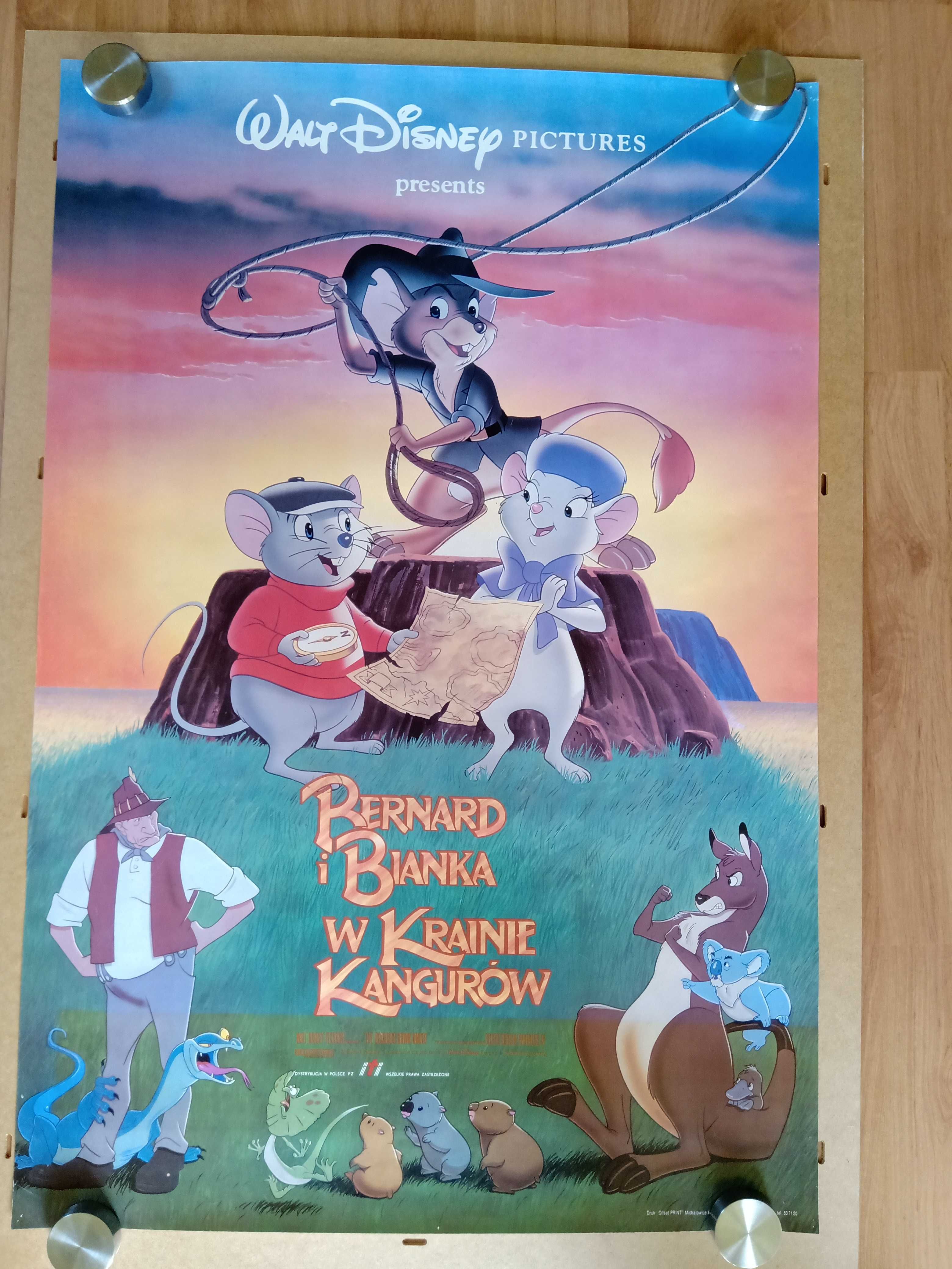 Plakaty filmowe Bernard i Bianka w krainie kangurów Oryginał z 1992 r.