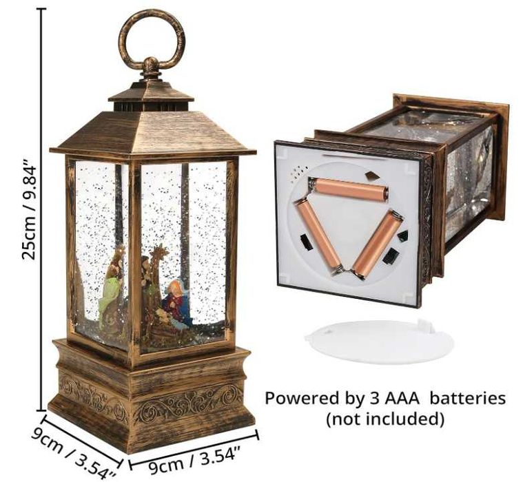 Latarnia świąteczna z podświetleniem wzór święta rodzina BELLE VOUS