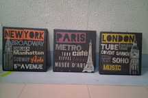 Quadros em Tela 3 Cidades New York, Paris e London - IKEA
