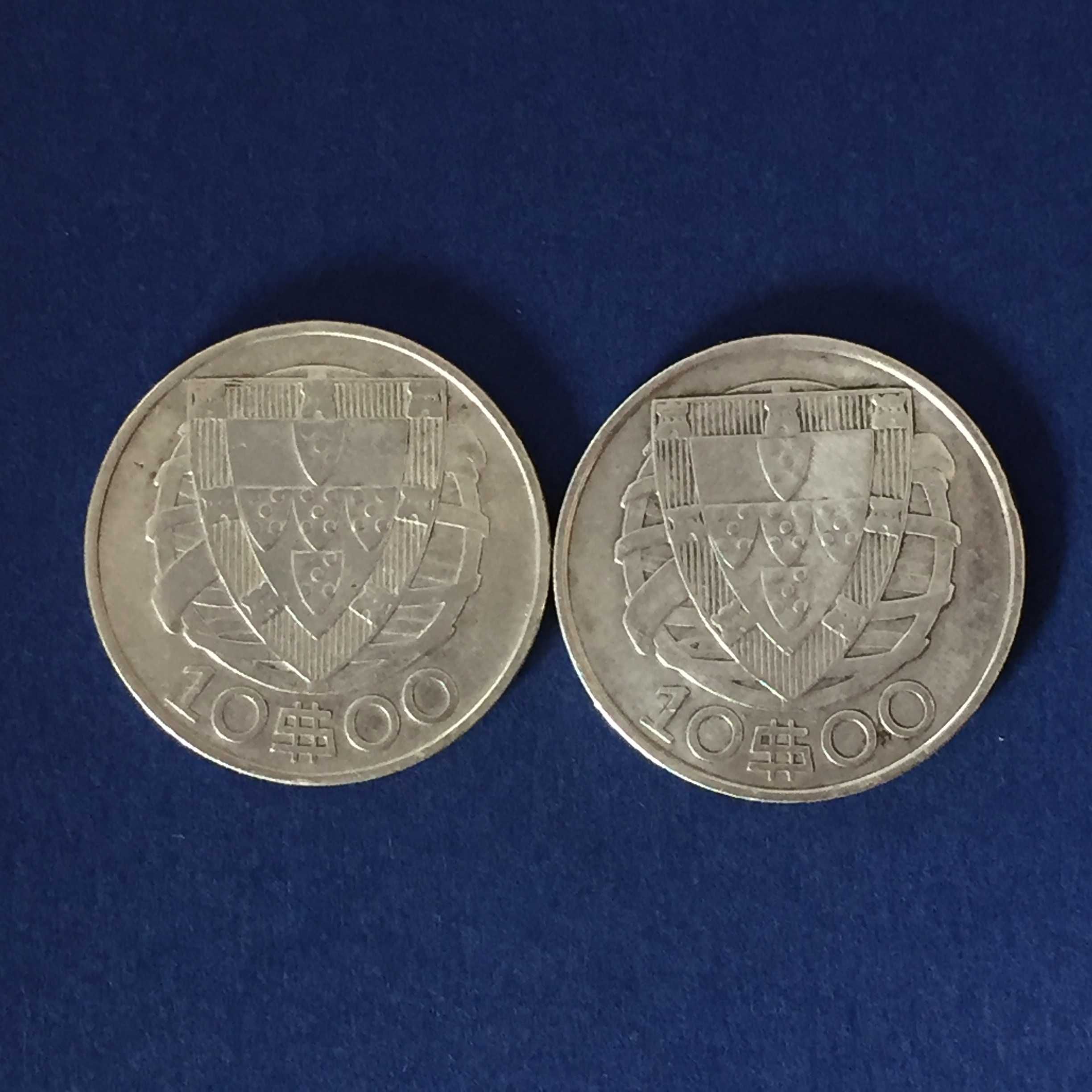 Lote 2 moedas 10 escudos 1932 e 1934 - prata