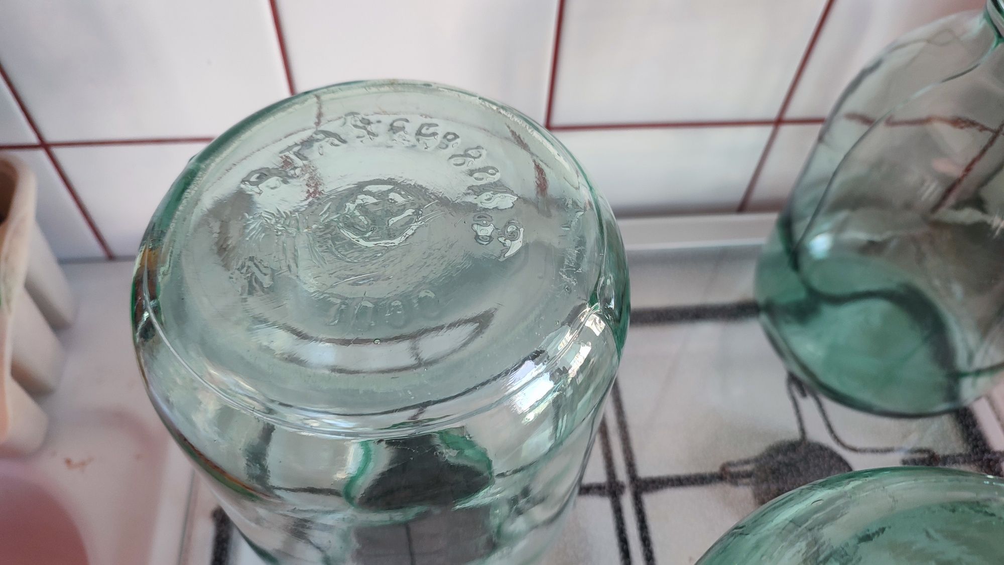 Słój 3 litrowy, zielone szkło, z epoki PRL