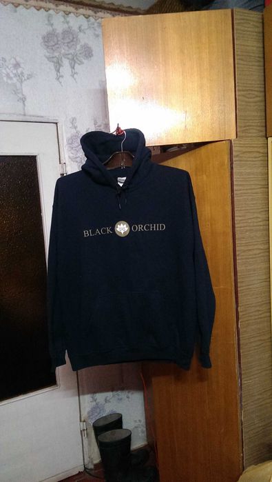 Черная толстовка с капюшоном - Балахон Gildan Heavy Blend размера L-XL