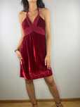 Czerwona burgundowa welurowa sukienka mini vintage Guess rozmiar XS/S