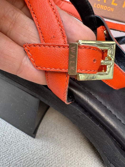 Nowe sandały damskie na obcasie WALK LONDON czarne pomarańczowe 40