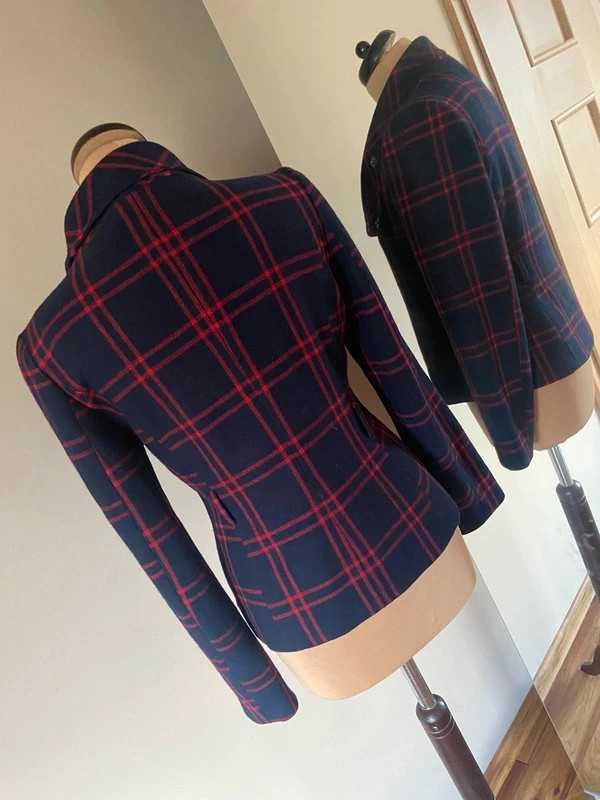 H&m hm kurtka plaszcz marynarka kratka wełna komin wool m l 38 40