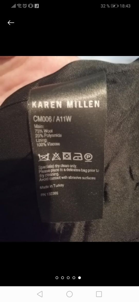 Шерстяное фирменное пальто Karen Millen
