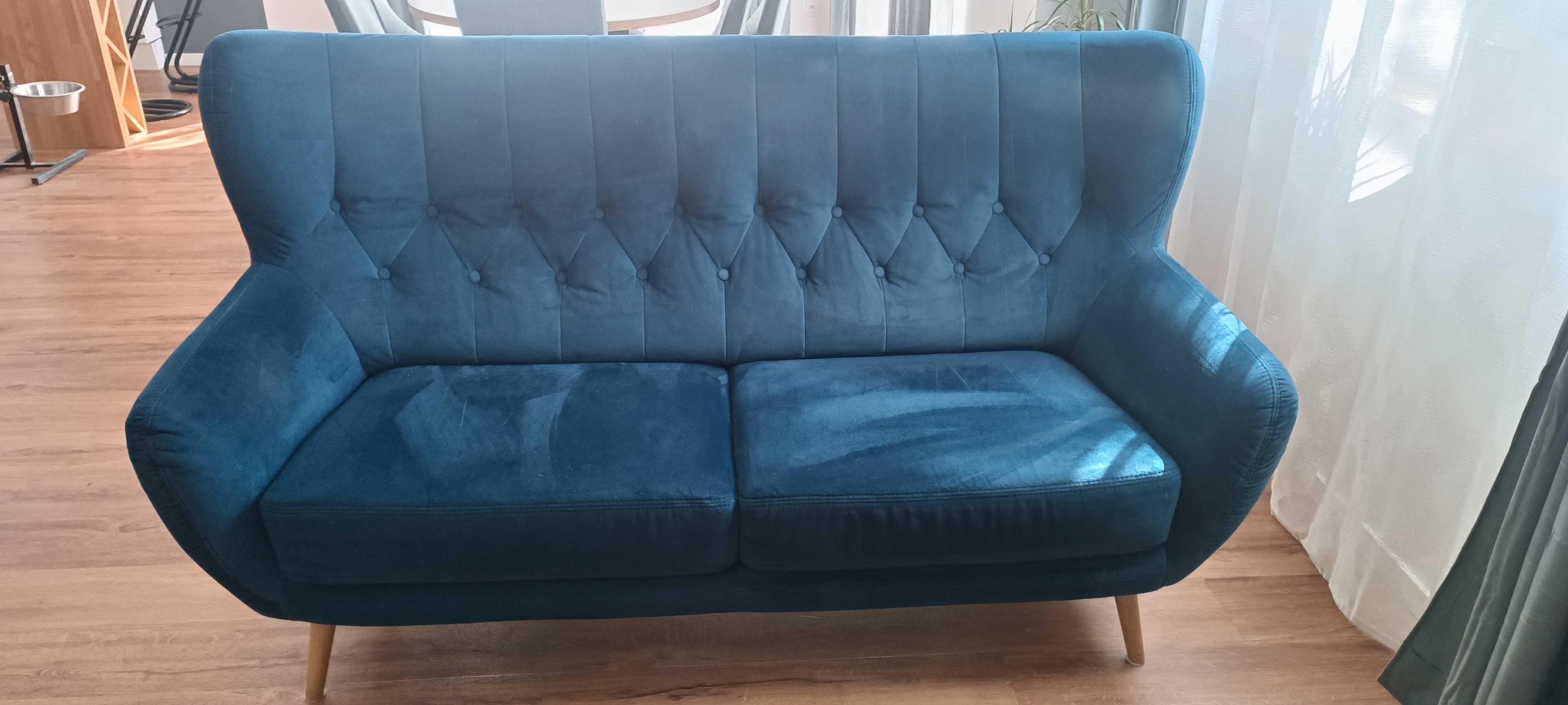 Promo!!! Niebieska sofa uszak Kelso