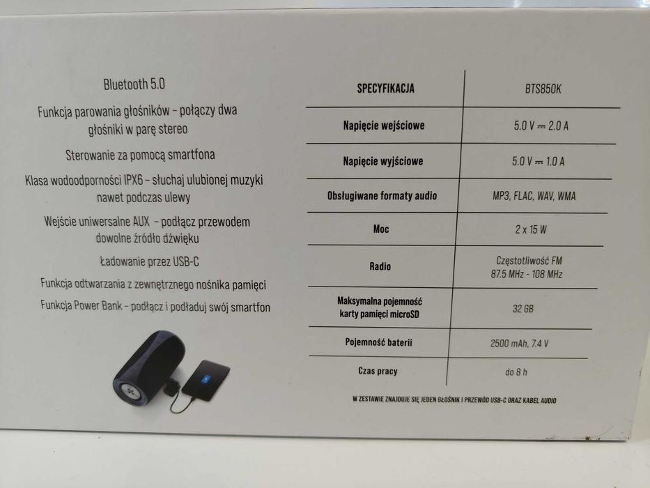 Głośnik Przenośny BT XMUSIC BTS850K
