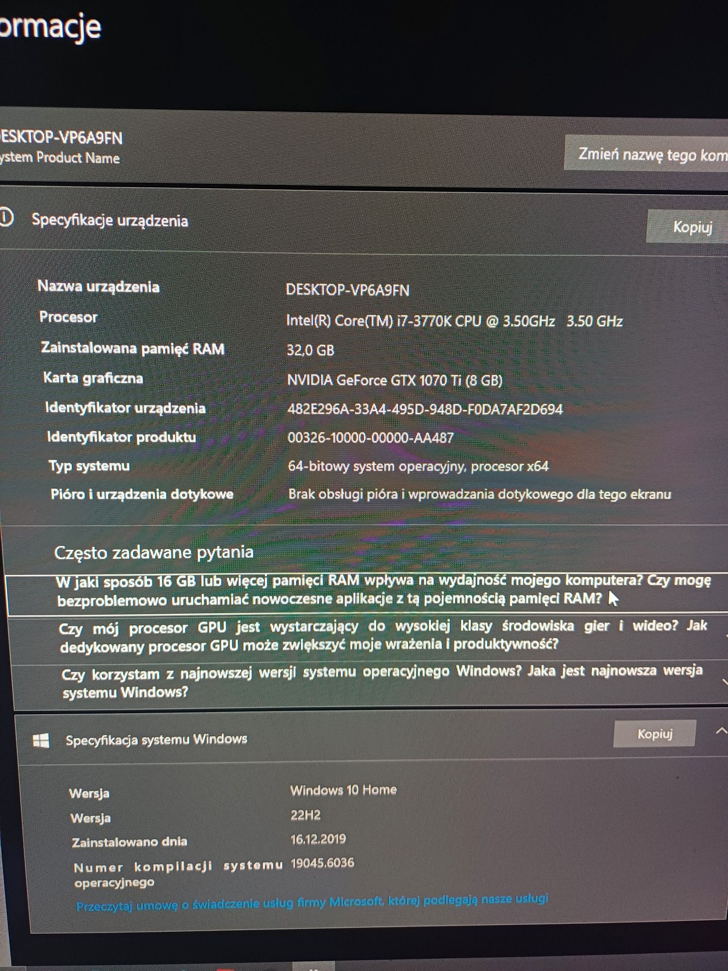 Komputer PC stacjonarny