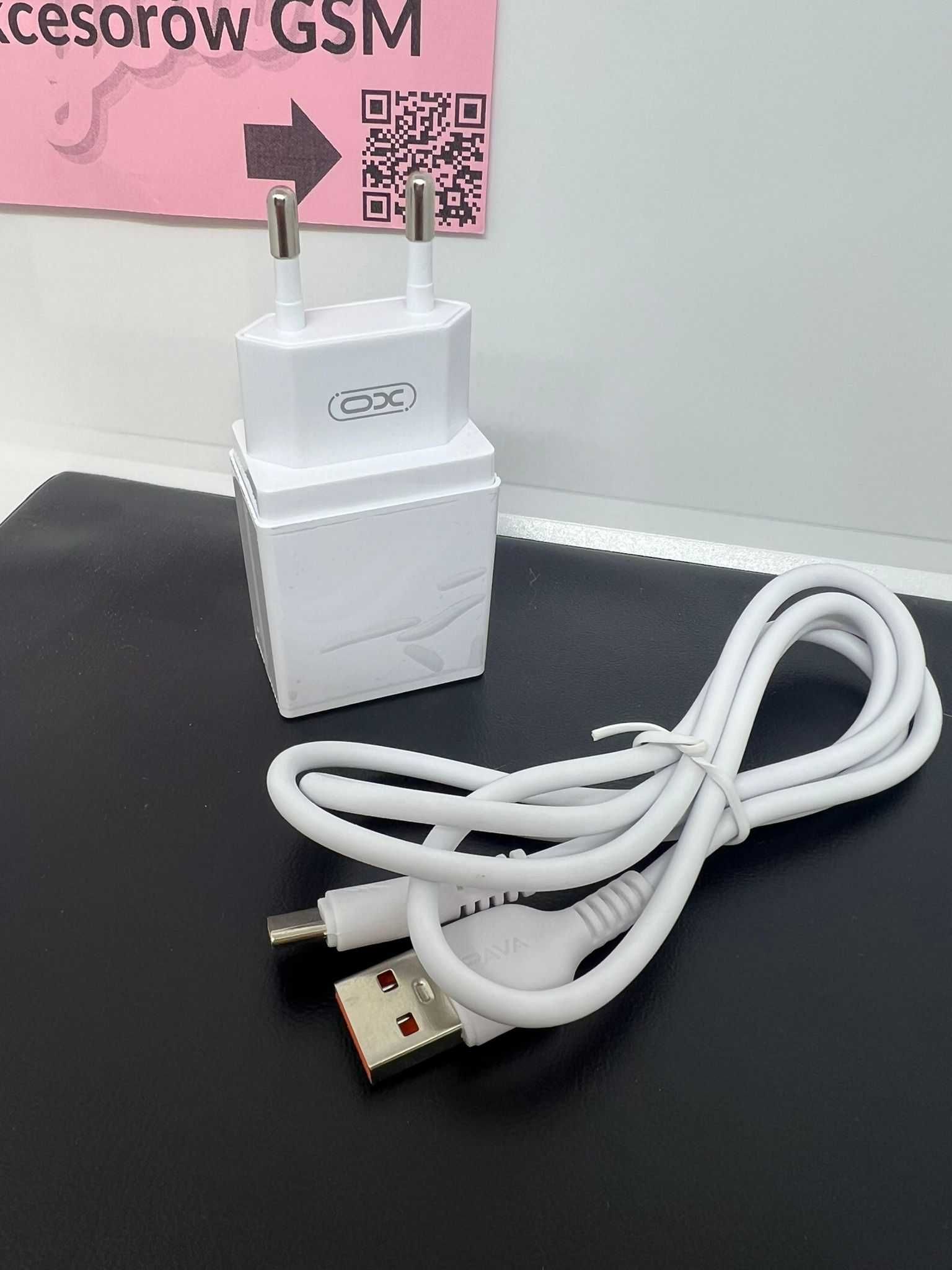Ładowarka 2X USB + kabel USB - typu C | zestaw do ładowania - biały