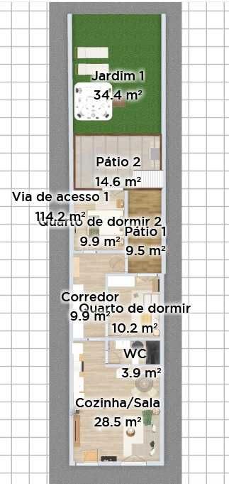 Casa térrea T2 p/ reabilitar com quintal em Penedo Gordo