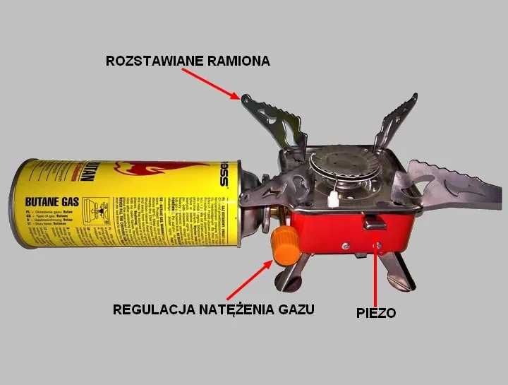 Nowy Palnik Kuchenka na Ryby Turystyczny z Piezo z Zapalaczem Mini