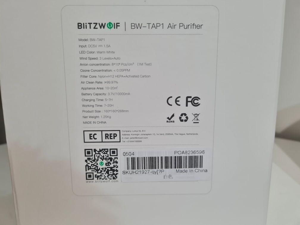 Oczyszczacz powietrza Blitzwolf Air Purifier BW TAP1