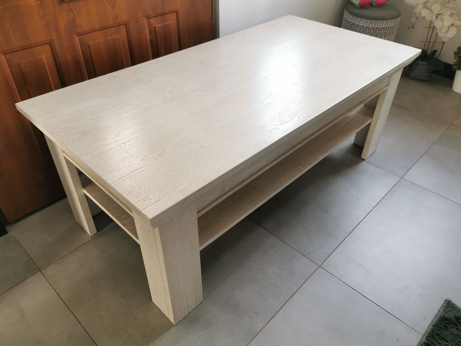 Stolik kawowy bialy kremowy 50x120 abra meble
