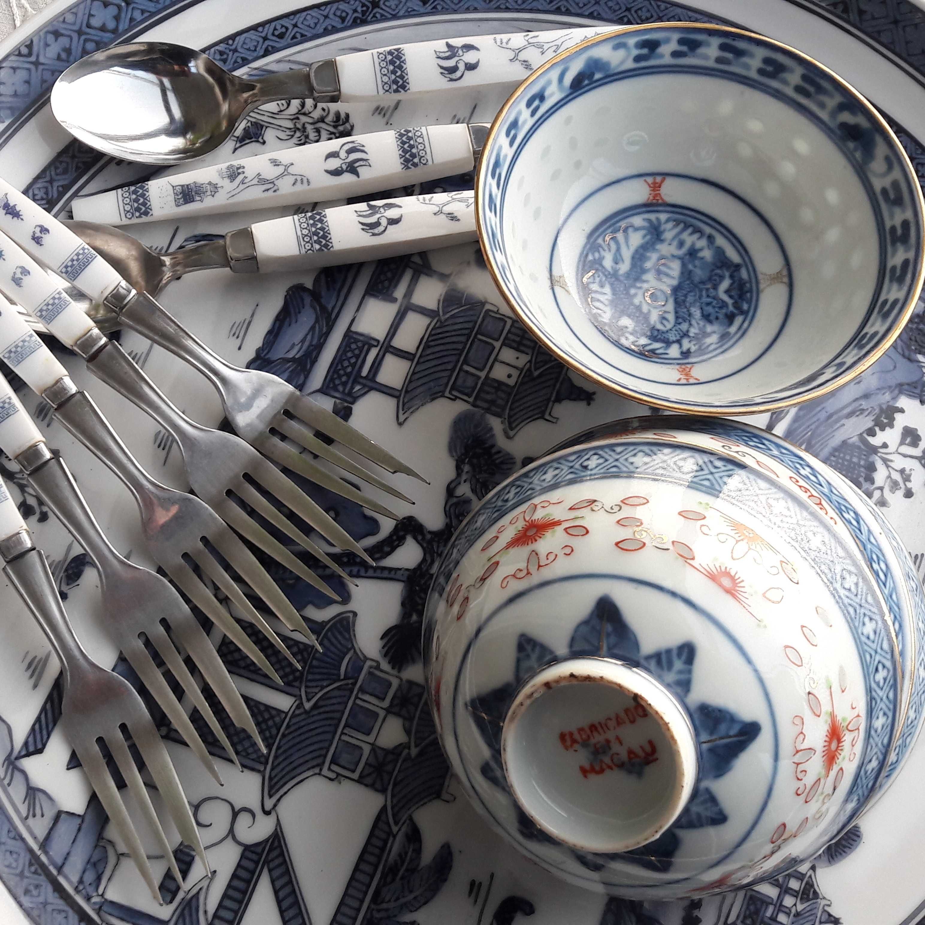 Lot of Blue & White vintage (1950 e 1980) China rice grain porcelain