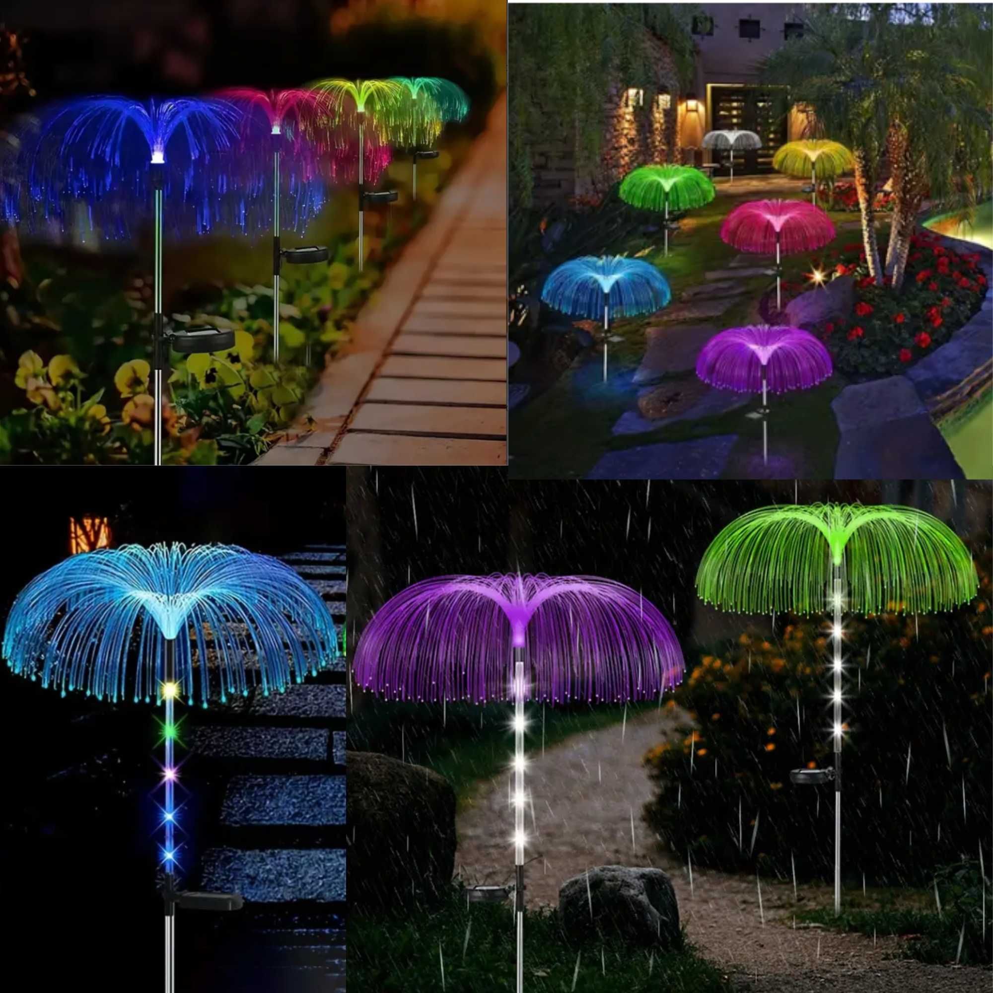 LAMPA Solarna Ogrodowa MEDUZA Wbijana Czujnik Zmierzchu Kolorowa 2 szt