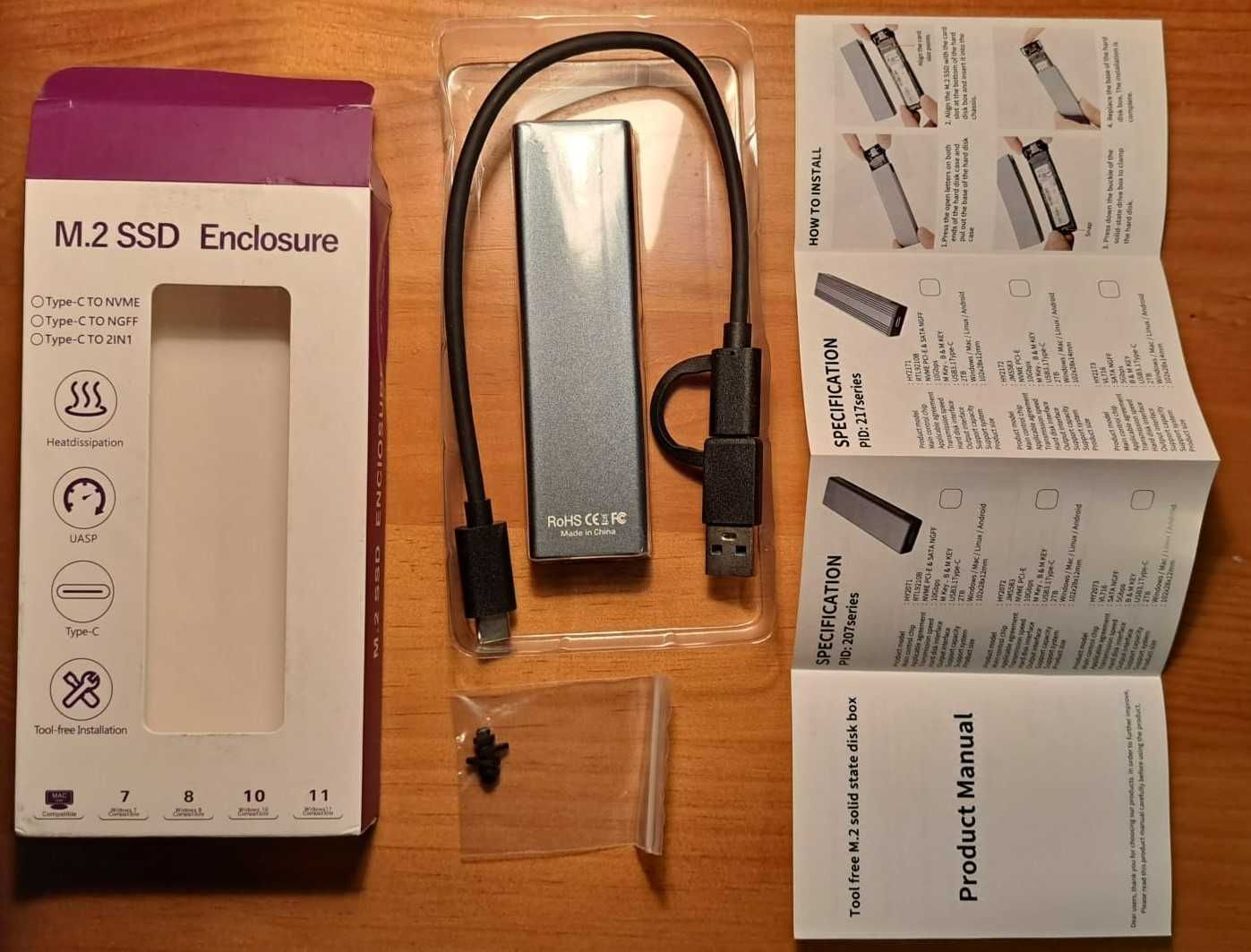 Leitor de discos M.2 SSD dual NVMe e NGFF, USB 3.1 GEN2 -portes grátis