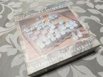 Jogo de Xadrez e Damas em vidro + cartas + Mikado + Dominó + Dados