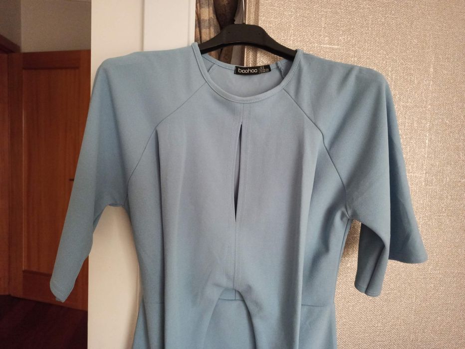 Vestido em malha azul XS boohoo