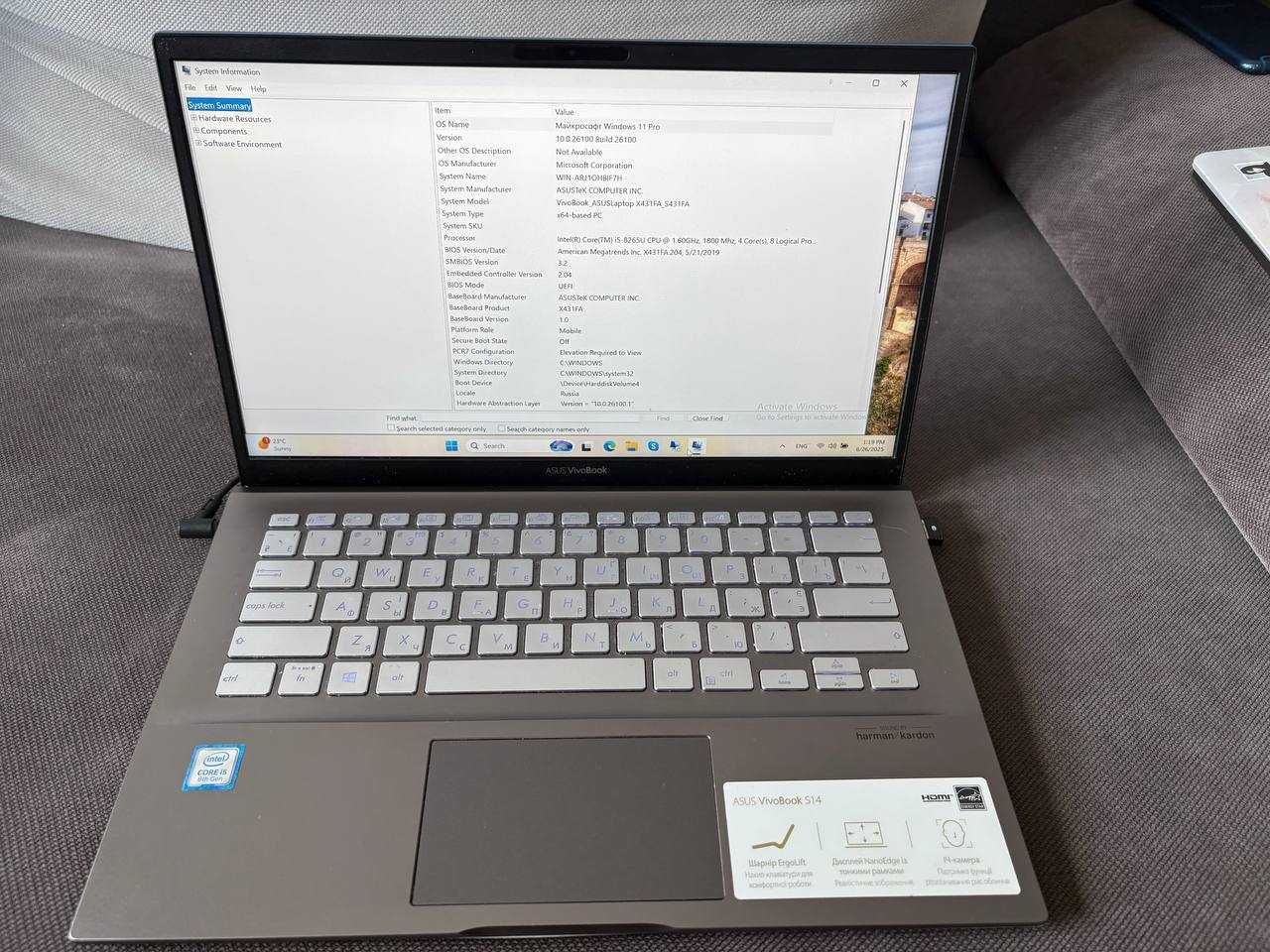 ASUS VivoBook X431FA – i5 / 8GB / 256GB SSD / Windows 11 Pro
