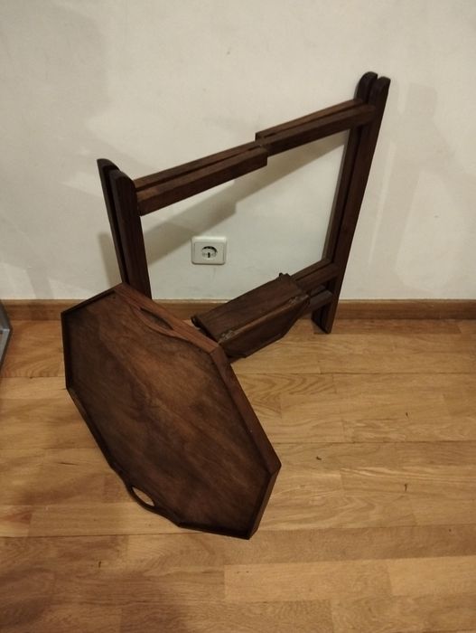 Mesa apoio madeira sextavada